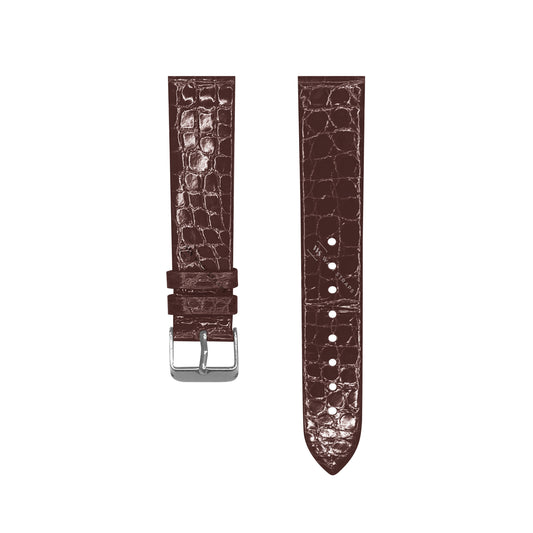 Brown Alligator Grain Embossed Leather Strap