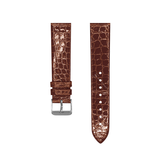 Tan Alligator Grain Embossed Leather Strap