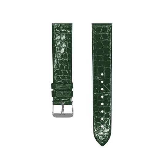 Green Alligator Grain Embossed Leather Strap