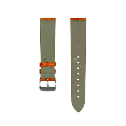 Orange Alligator Grain Embossed Leather Strap