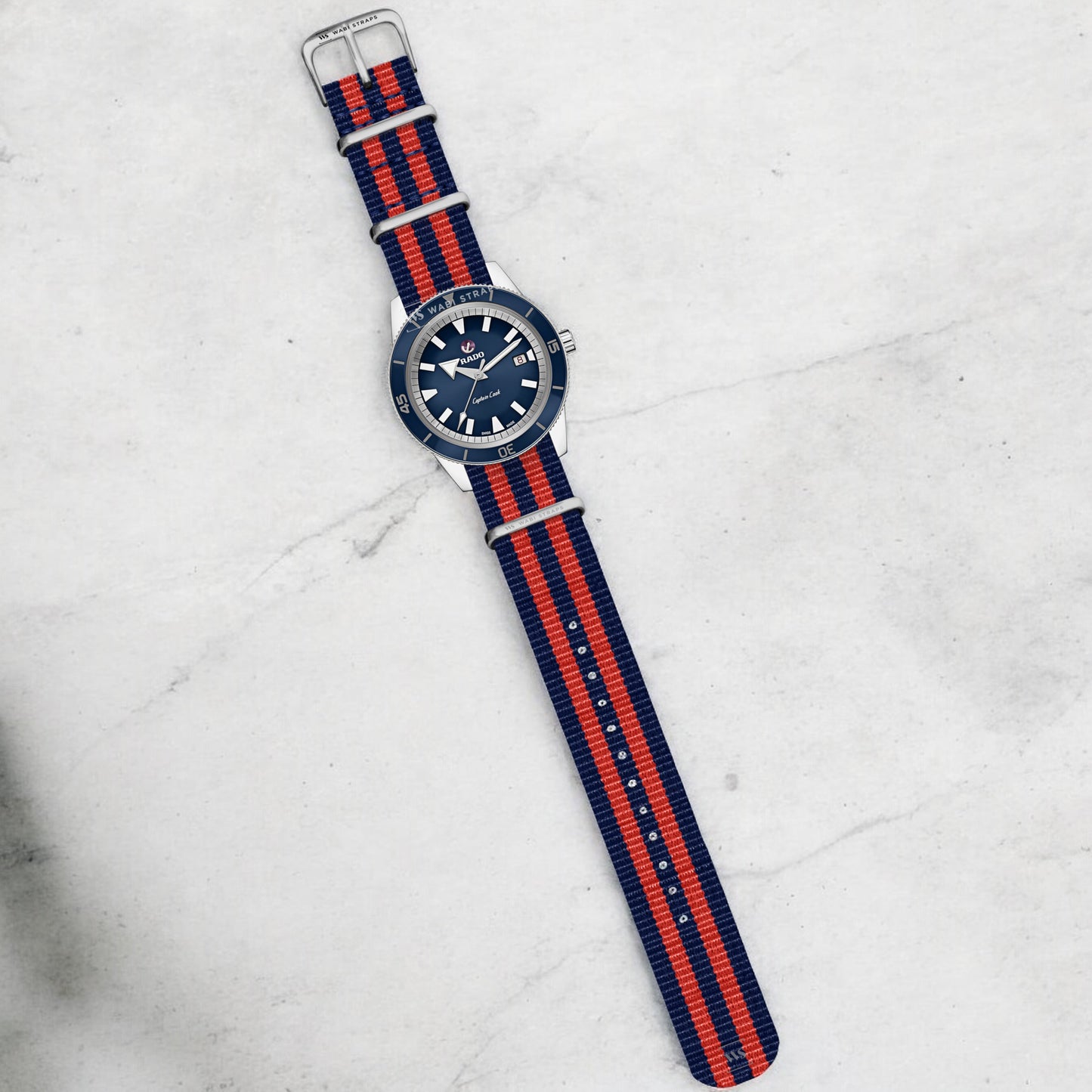 Dark Blue & Red Ballistic British Military Watch Strap