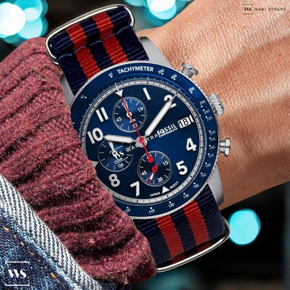 Dark Blue & Red Ballistic British Military Watch Strap