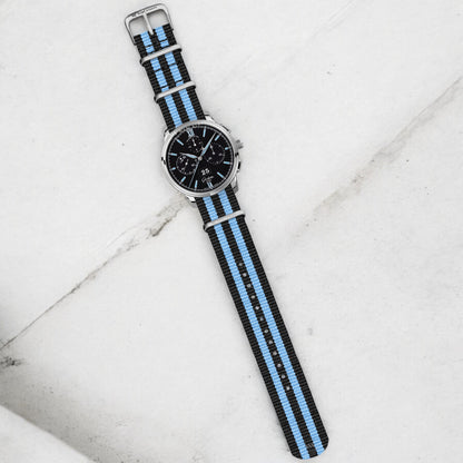 Black & Sky Blue Ballistic British Military Watch Strap