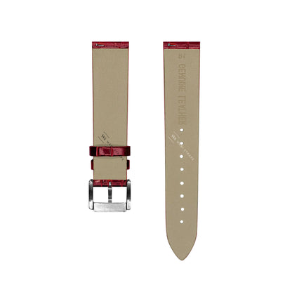 Red Bamboo Grain Flat Leather Strap