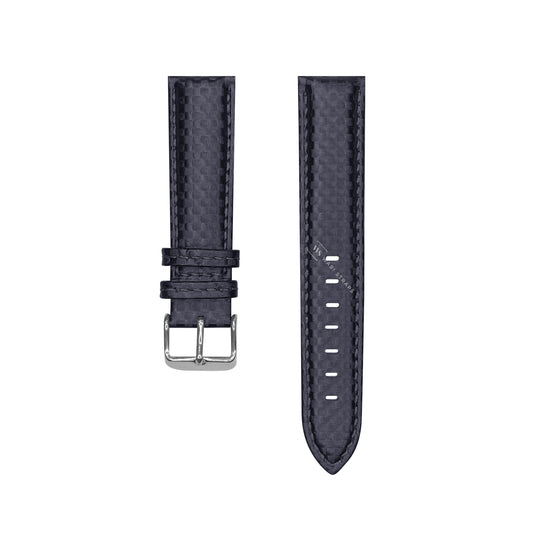 Black Carbon Fibre Leather Strap