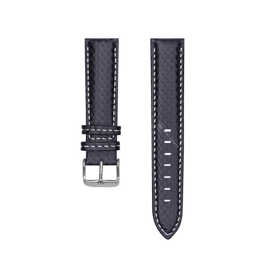 Black-White Carbon Fibre Leather Strap