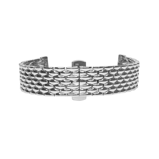 Silver 7-Link Coffin Link Bead Metal Bracelet