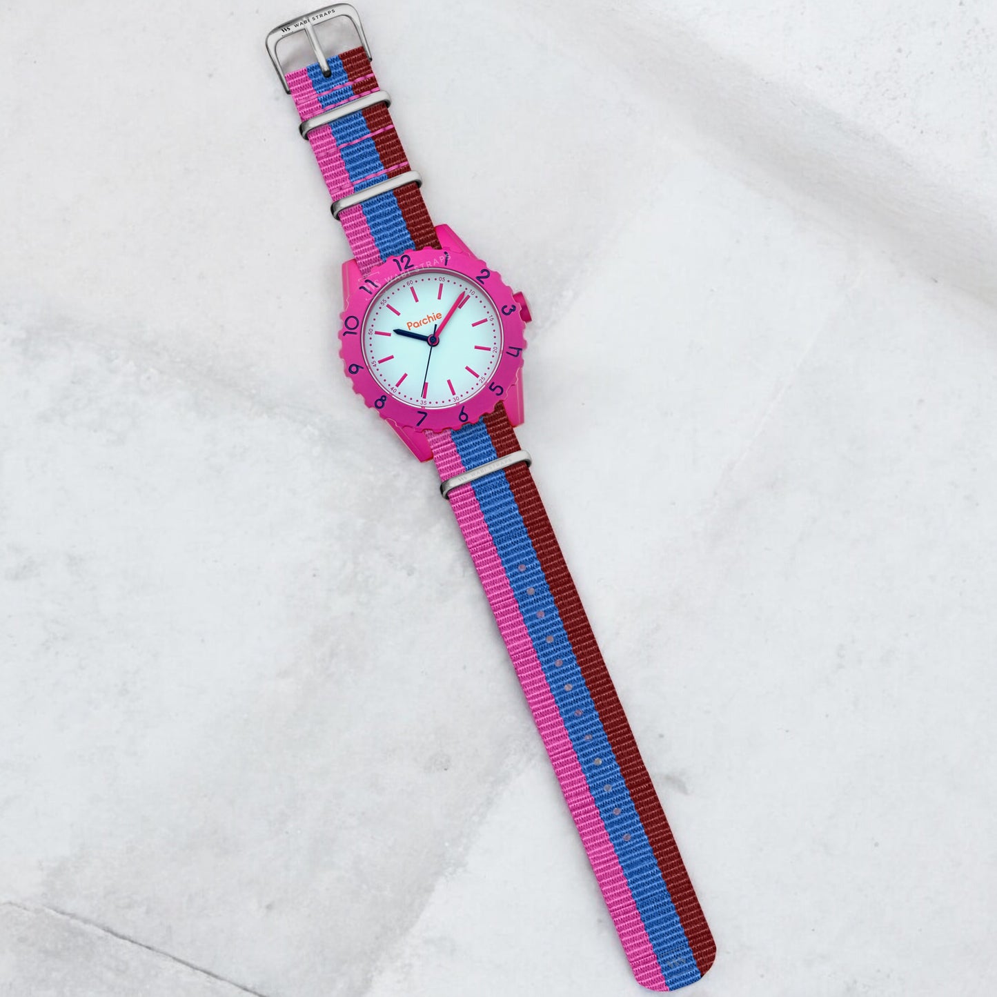 Pink, Blue & Red Classic British Military Watch Strap