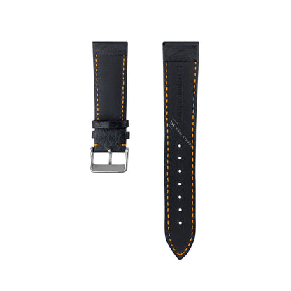 Orange Stitched Classic Black Leather Strap