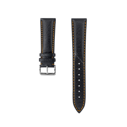 Orange Stitched Classic Black Leather Strap