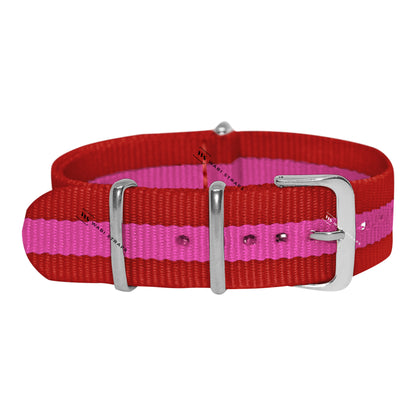 Red & Pink Classic British Military Watch Strap