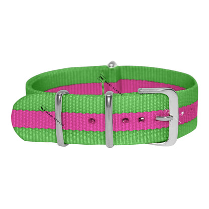 Lime Green & Pink Classic British Military Watch Strap