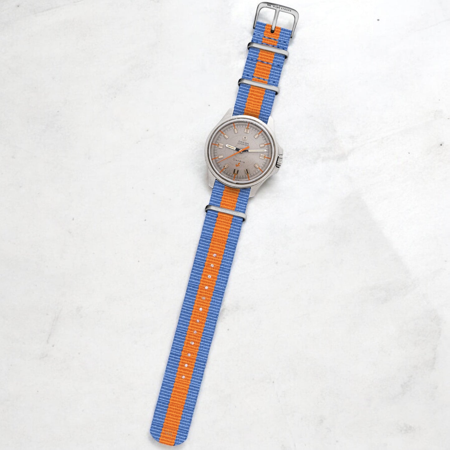 Light Blue & Orange Classic British Military Watch Strap