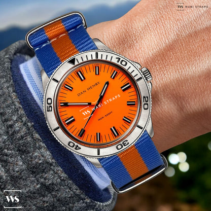 Light Blue & Orange Classic British Military Watch Strap