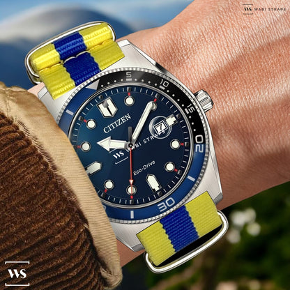 Yellow & Blue Classic British Military Watch Strap