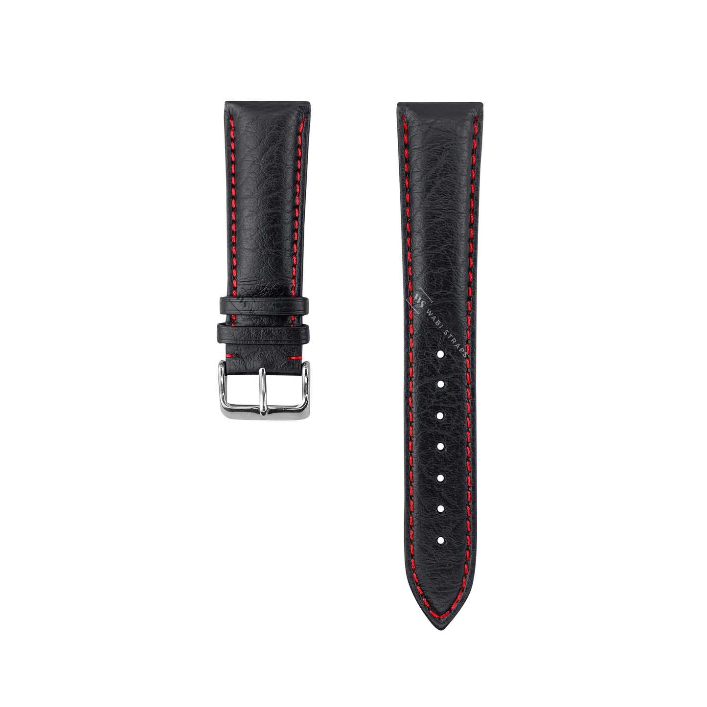 Red Stitched Classic Black Leather Strap