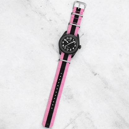 Pink & Black Classic British Military Watch Strap