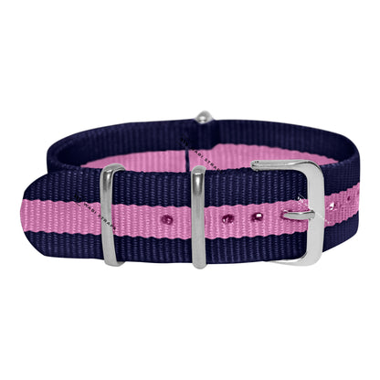 Blue & Pink Classic British Military Watch Strap