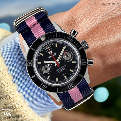 Blue & Pink Classic British Military Watch Strap