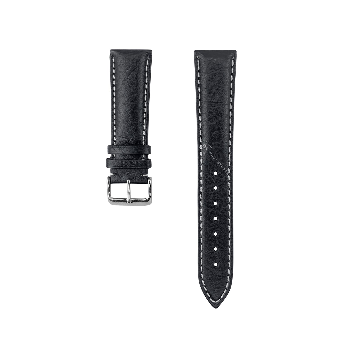 White Stitched Classic Black Leather Strap