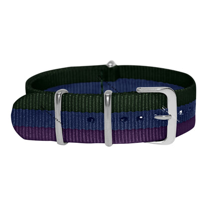 Dark Green, Blue & Purple Classic British Military Watch Strap