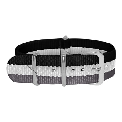 Black, White & Grey Classic British Military Watch Strap