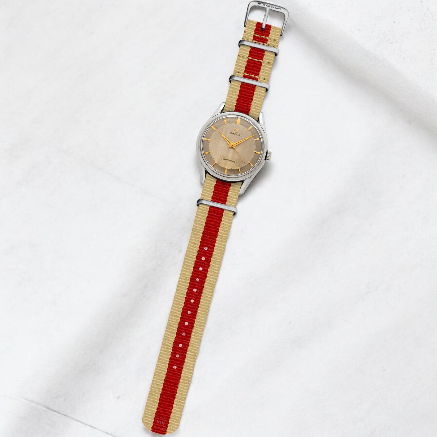 Beige & Red Classic British Military Watch Strap