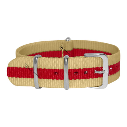 Beige & Red Classic British Military Watch Strap