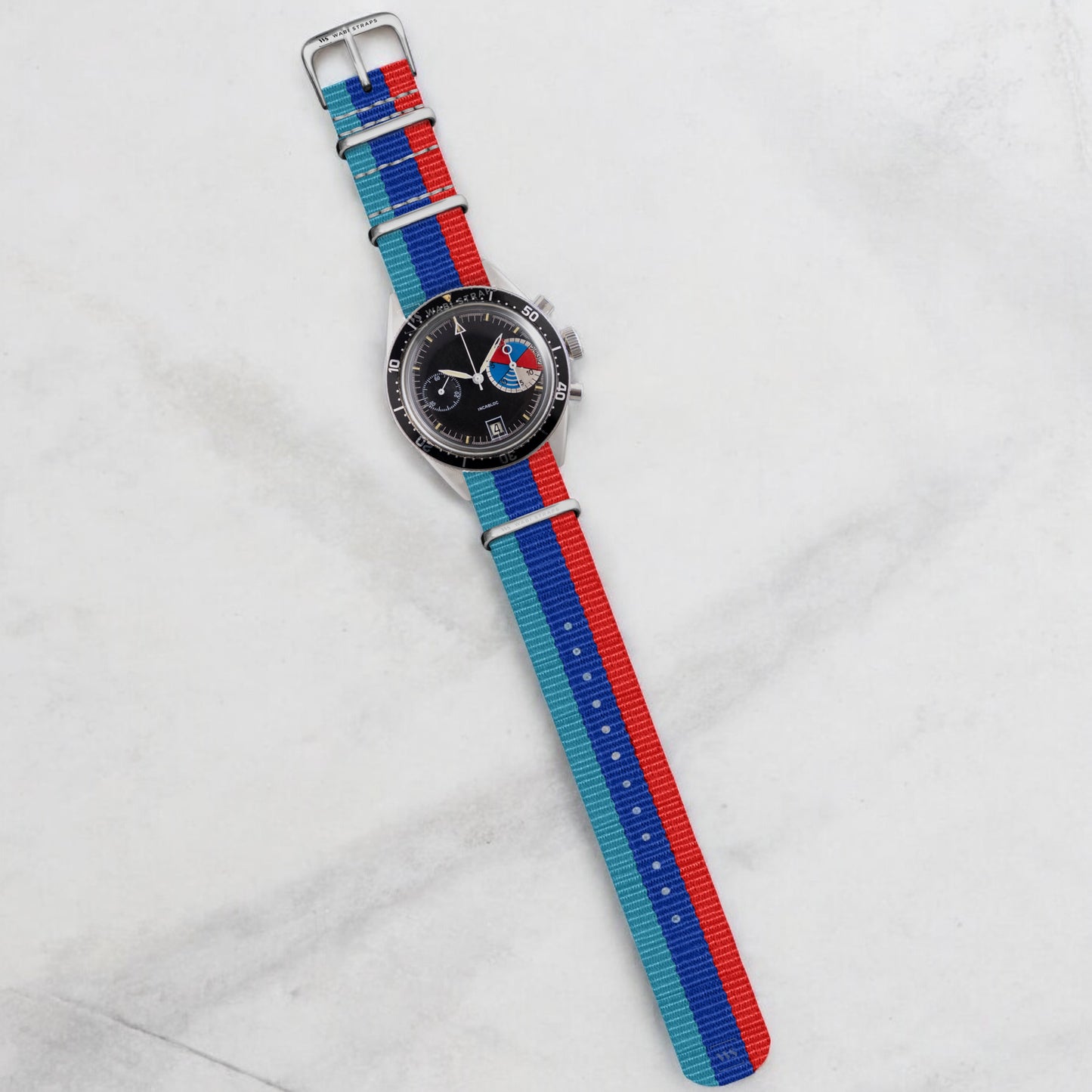 Light Blue, Blue & Red Classic British Military Watch Strap