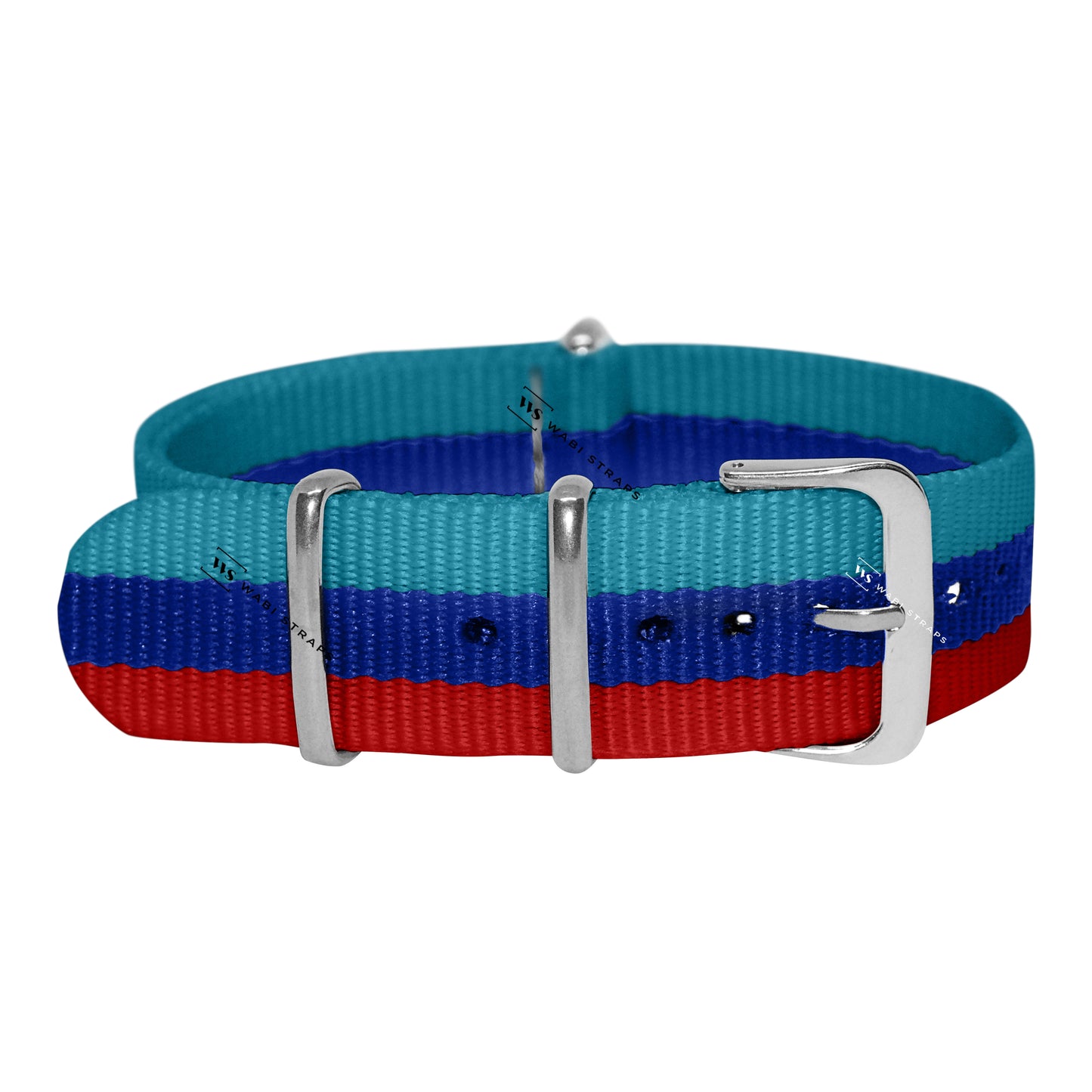 Light Blue, Blue & Red Classic British Military Watch Strap