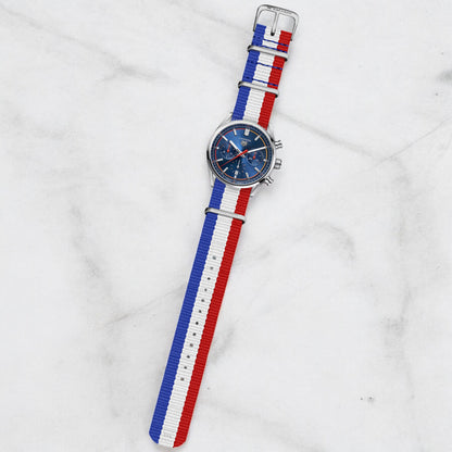 Blue, White & Red Classic British Military Watch Strap