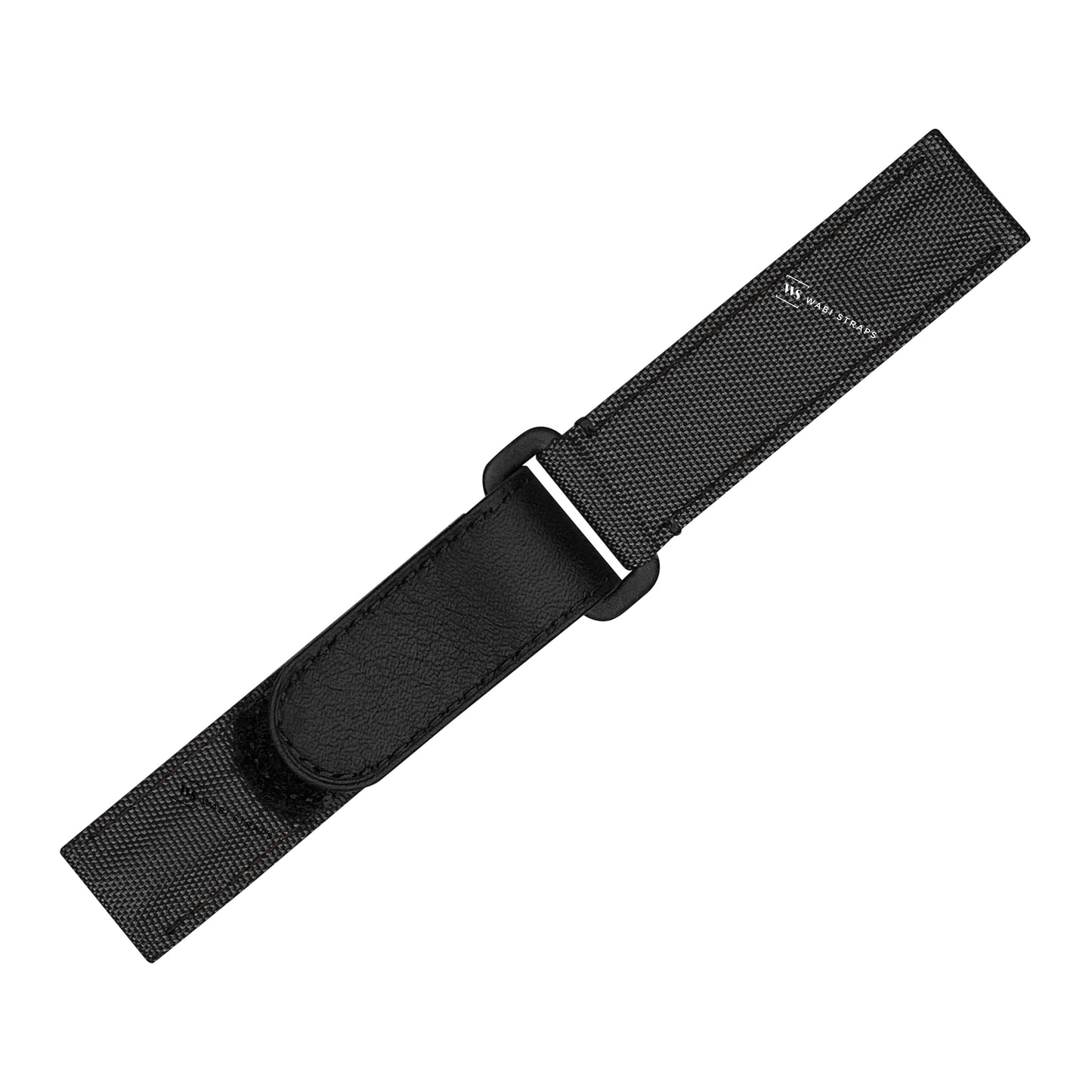 Black Canvas Leather Velcro Strap