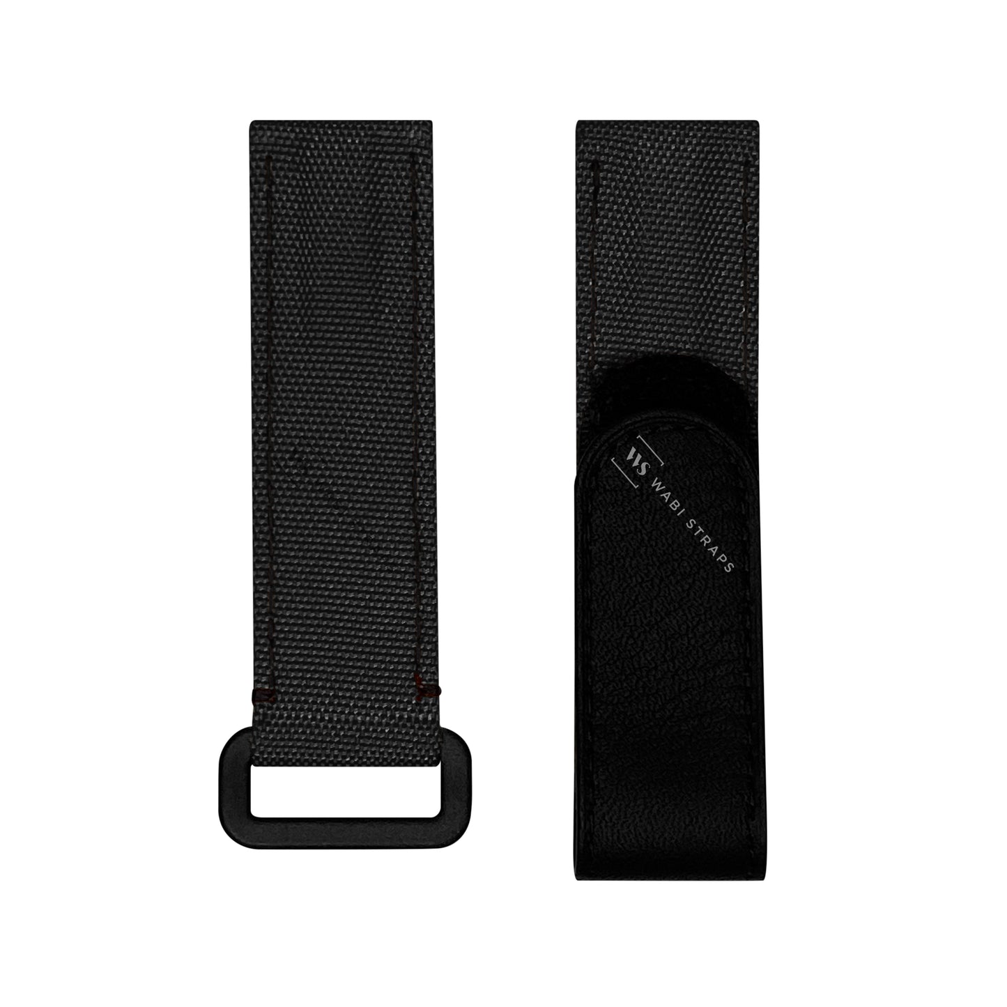 Black Canvas Leather Velcro Strap