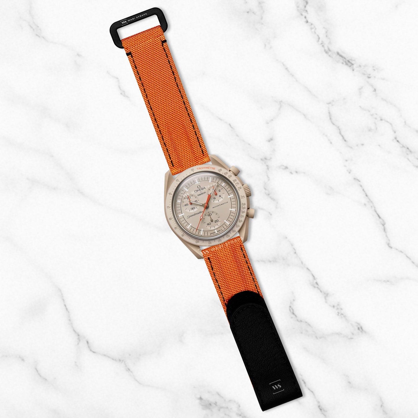 Orange Canvas Leather Velcro Strap