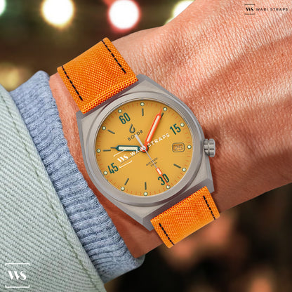 Orange Canvas Leather Velcro Strap