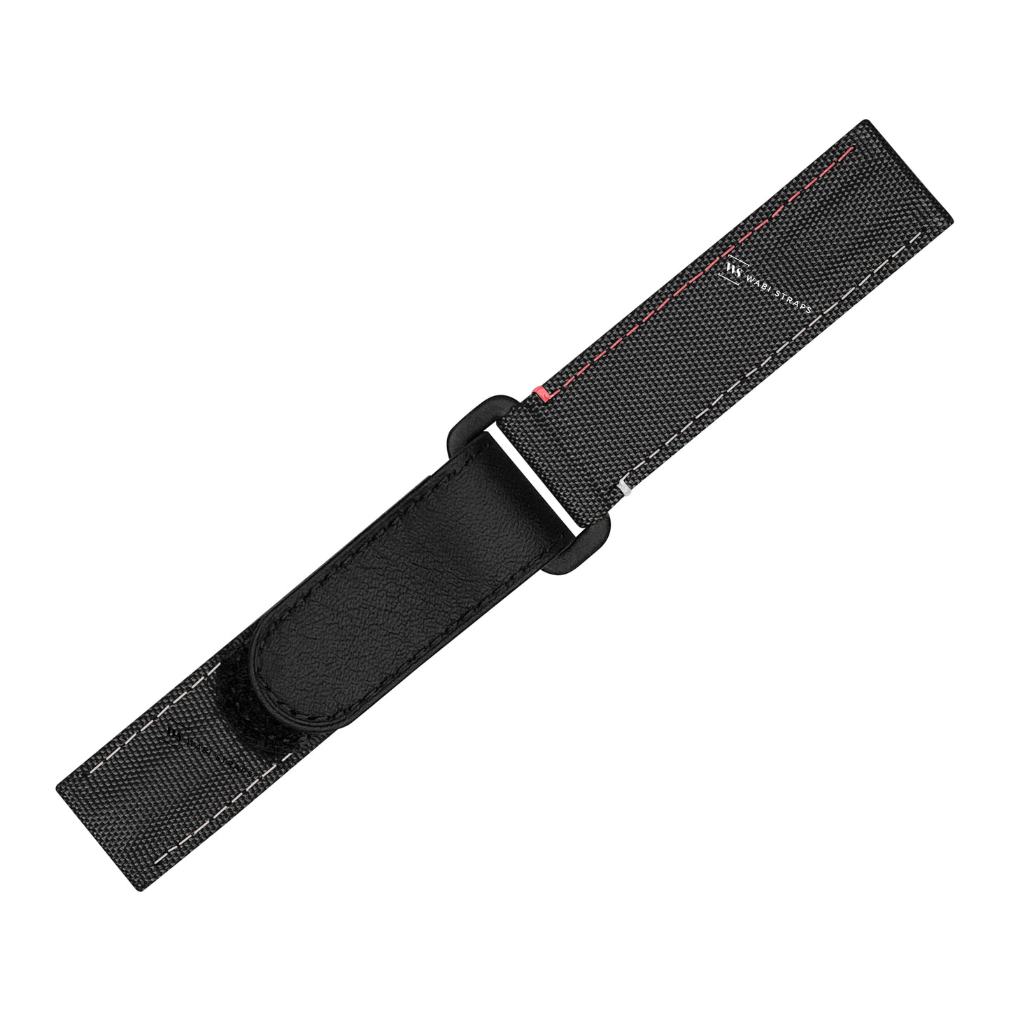 Black Multi-Colour Stitch Leather Velcro Strap