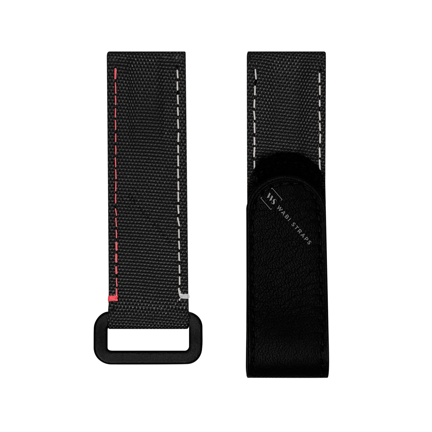 Black Multi-Colour Stitch Leather Velcro Strap