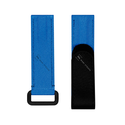 Sky Blue Canvas Leather Velcro Strap