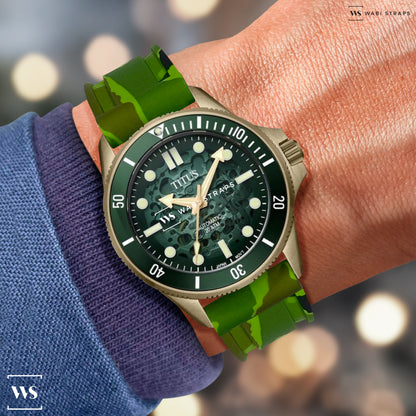 Green Military Camo Vulcanised Strap