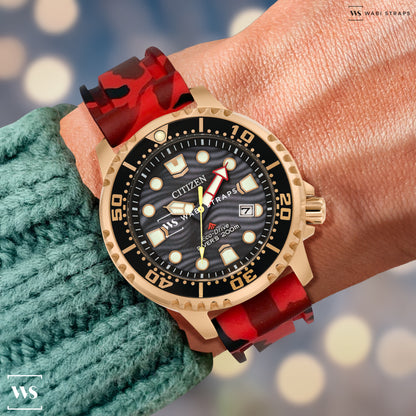 Red Military Camo Vulcanised Strap