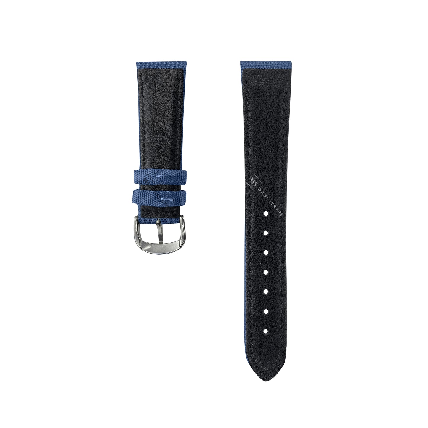 Blue Sailcloth Leather Watch Strap