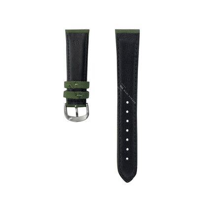 Green Canvas Leather Watch Strap