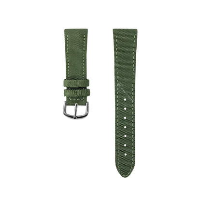 Green Canvas Leather Watch Strap