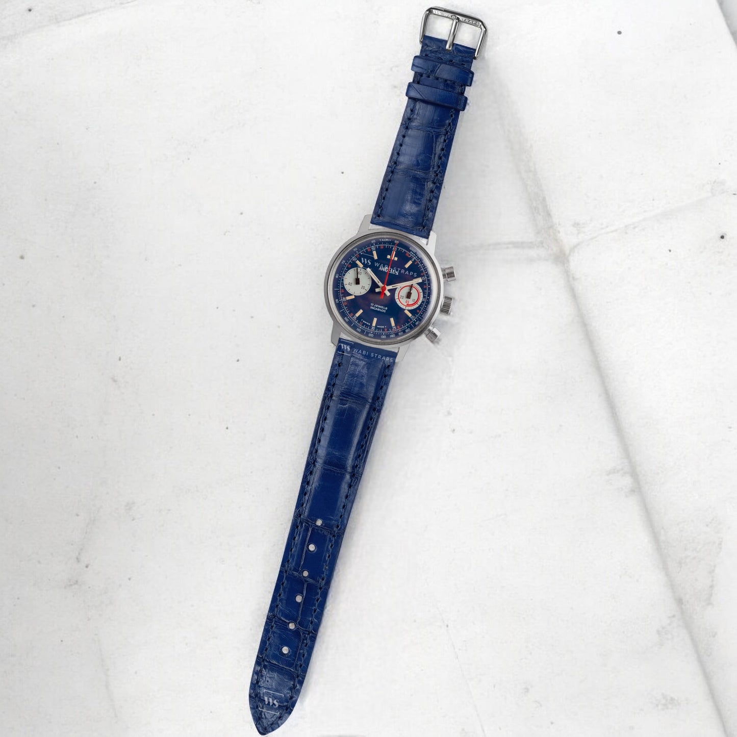 Navy Blue Crocodile Artisan Leather Strap