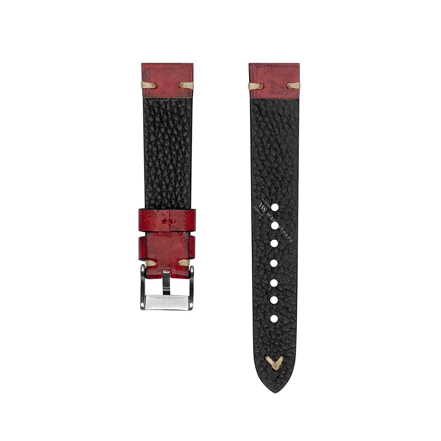 Red Croc Grain Embossed Leather Strap