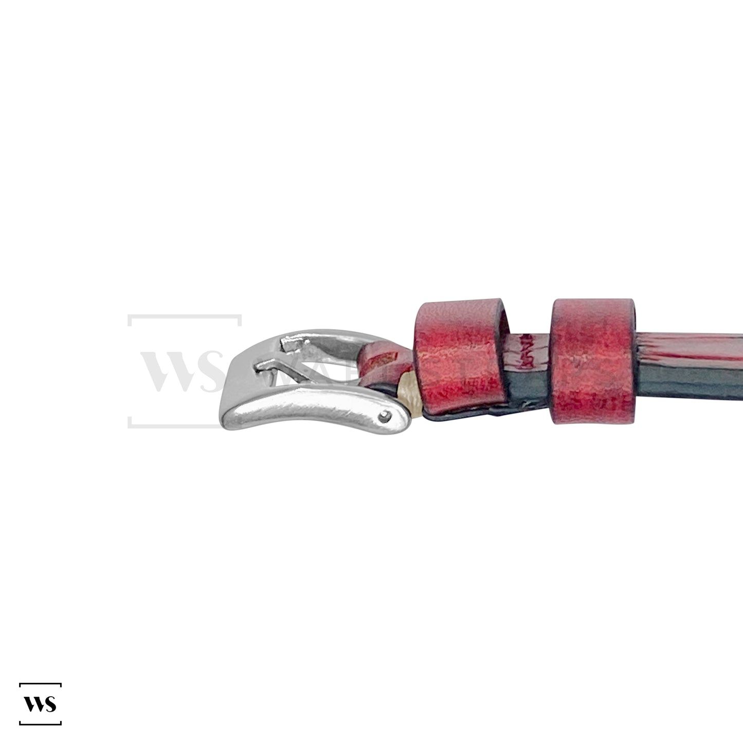 Red Croc Grain Embossed Leather Strap