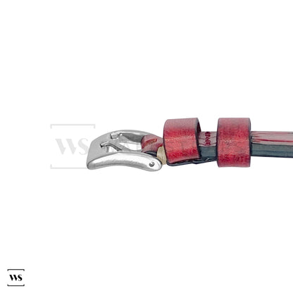 Red Croc Grain Embossed Leather Strap