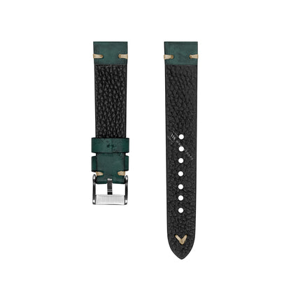 Green Croc Grain Embossed Leather Strap