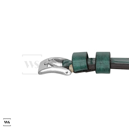 Green Croc Grain Embossed Leather Strap