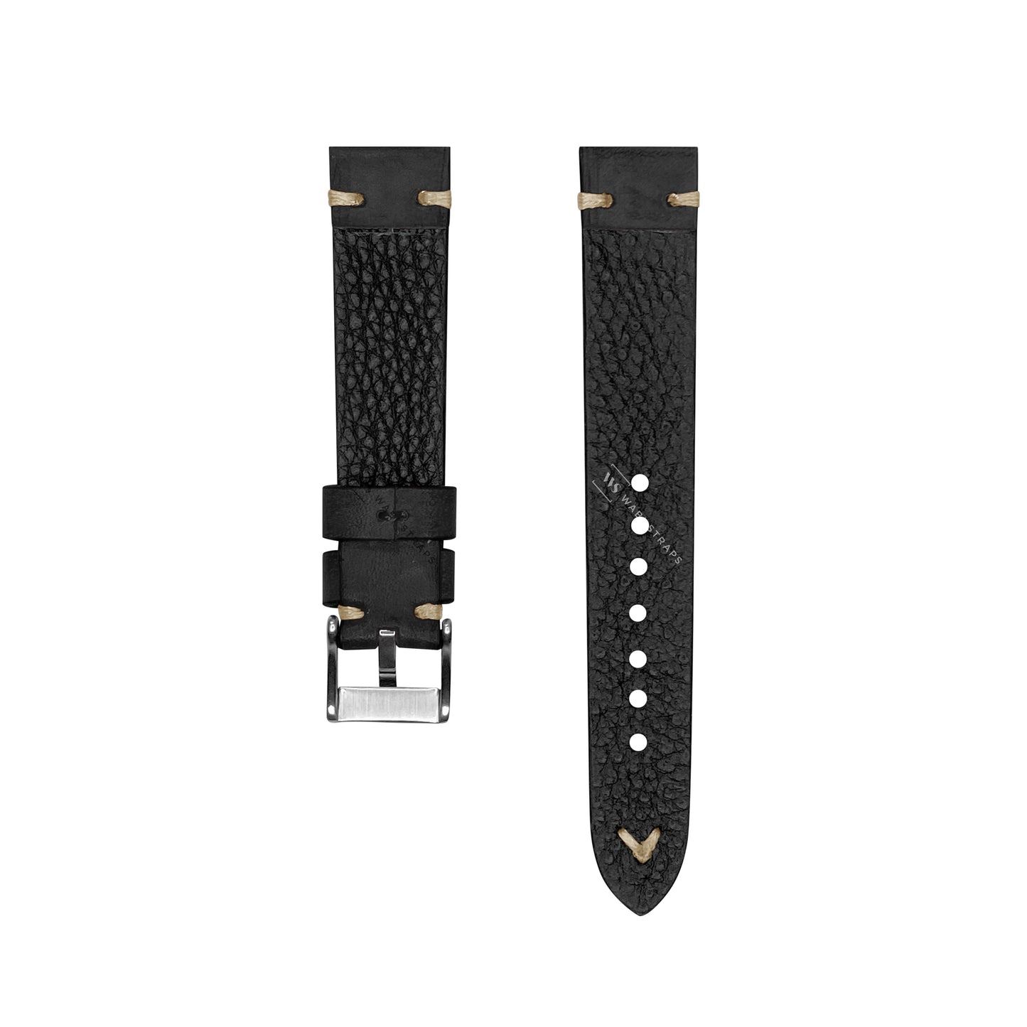 Black Croc Grain Embossed Leather Strap